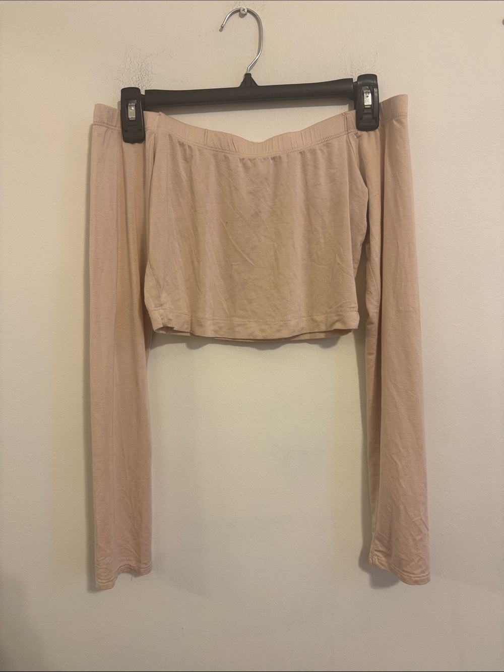 Forever 21 Nude Beige Off-Shoulder Crop Top